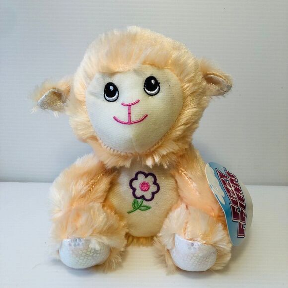 Fuzzy Friends Lamb w/ Flower Detail on Belly Soft Plush Toy 7 Inches Tall - Picture 1 of 5